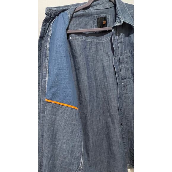 5.11 Tactical Shirts Men's Denim Blue Cotton Chambray Snap Button Down Large - Picture 4 of 6